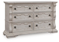 Antique White / Six Drawer Dresser — complete product angled view - 1