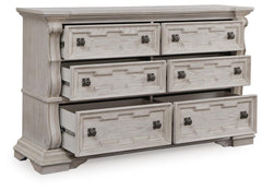 Antique White / Six Drawer Dresser — drawers open - 3