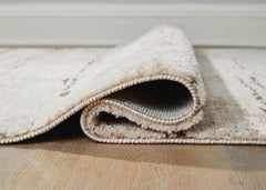 Cream/Brown 95" x 121.5", rolled rug backing detail - 4