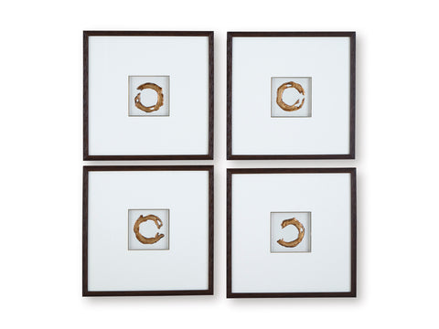 Dallbourne White and Gold Shadowbox Wall Art Set of 4