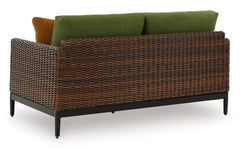 Brown/Green Loveseat w/Cushion, product view 2 - 2