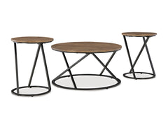Brown/Black three-piece table set, full product view - 1