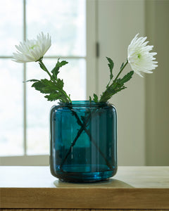 Teal 8-inch height vase, full product view - 1
