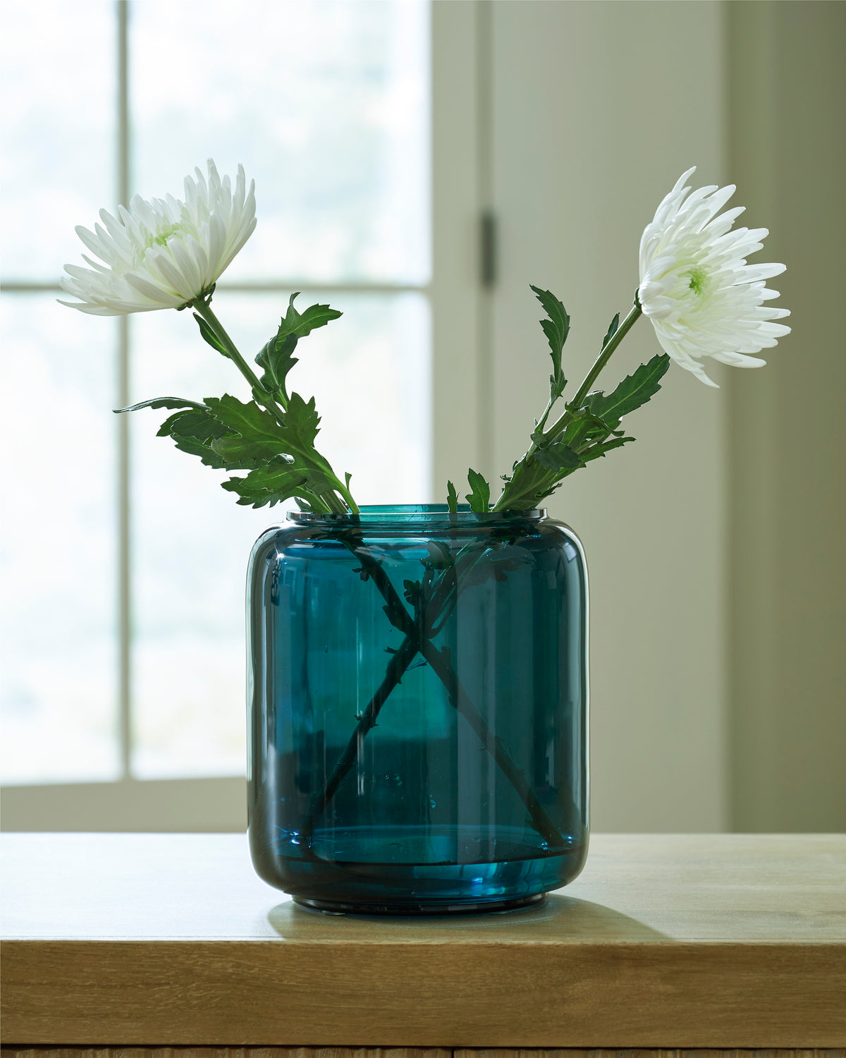 Teal 8-inch height vase, full product view