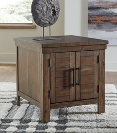 Grayish Brown Double-Door End Table, product view 5 - 5