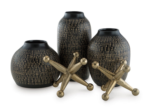 Vinburn Metal Vase and Geometric Sculpture Set of 5