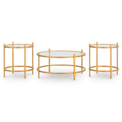 Gold three-piece table set, full product view - 1