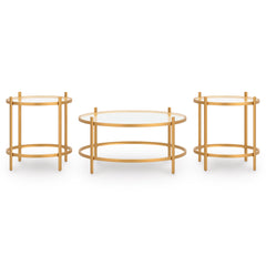 Gold three-piece table set, product view 2 - 2