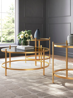 Gold three-piece table set, product view 6 - 6
