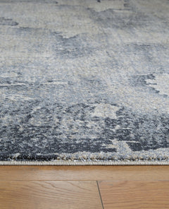 Blue/Gray/Cream 63.25" x 89", pile and edge detail - 2