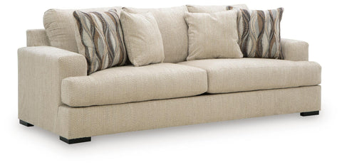 Textured Sofa with Reversible Seat Cushions in Oatmeal