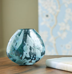 Iridescent Teal 6.63-inch height vase, full product view - 1