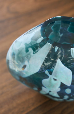 Iridescent Teal 6.63-inch height vase, product view 3 - 3