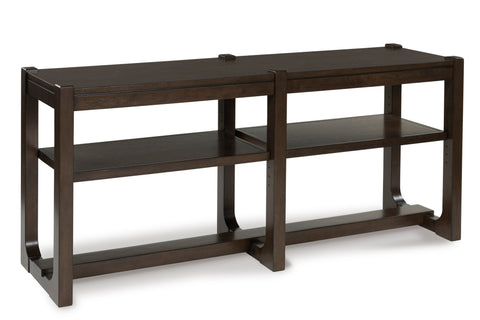 Dark Brown Open Console Table with Two Adjustable Shelves