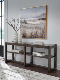 Dark Brown, styled console table; accessories excluded - 2