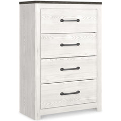 White/Gray, complete four-drawer chest, angled view - 1