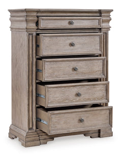 Light Grayish Brown, five-drawer chest with drawers open - 2