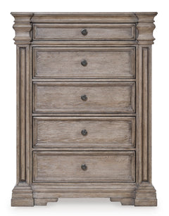 Light Grayish Brown, full front view of five-drawer chest - 3