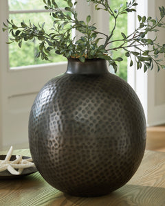 Pewter/Gold Finish 14.88-inch height vase, full product view - 4