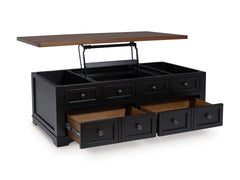 Brown/Black two drawer lift top coffee table, product view 2 - 2
