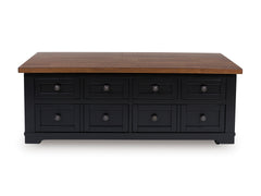 Brown/Black two drawer lift top coffee table, product view 3 - 3