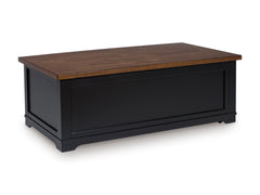 Brown/Black two drawer lift top coffee table, product view 4 - 4