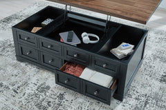 Brown/Black two drawer lift top coffee table, product view 6 - 6