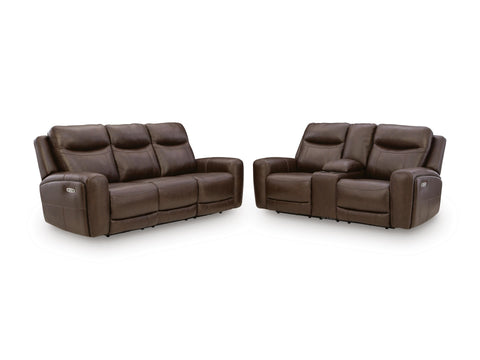 Cordova Leather-Match Power Sofa and Loveseat Set with Lumbar Support