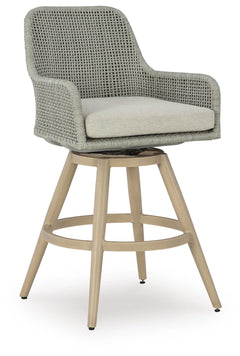 Beige/Gray, individual bar stool angled view - 3