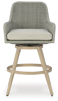 Beige/Gray, individual bar stool front view - 4