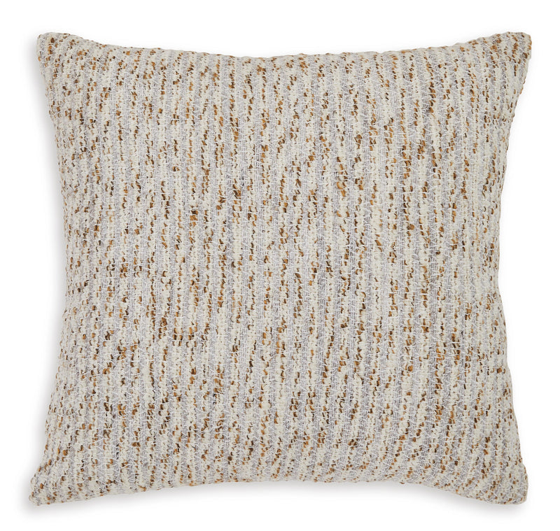 20-Inch Ivory, Gray and Gold Textured Stripe Throw Pillow