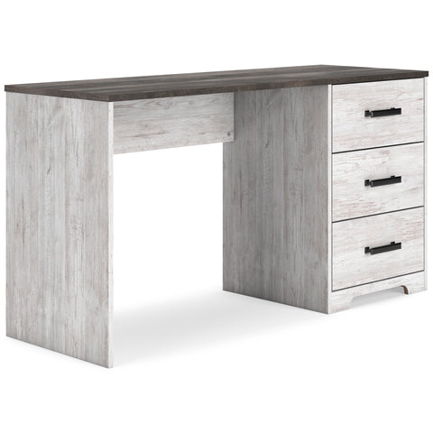 Whitewash and Charcoal Gray Three-Drawer Home Office Desk