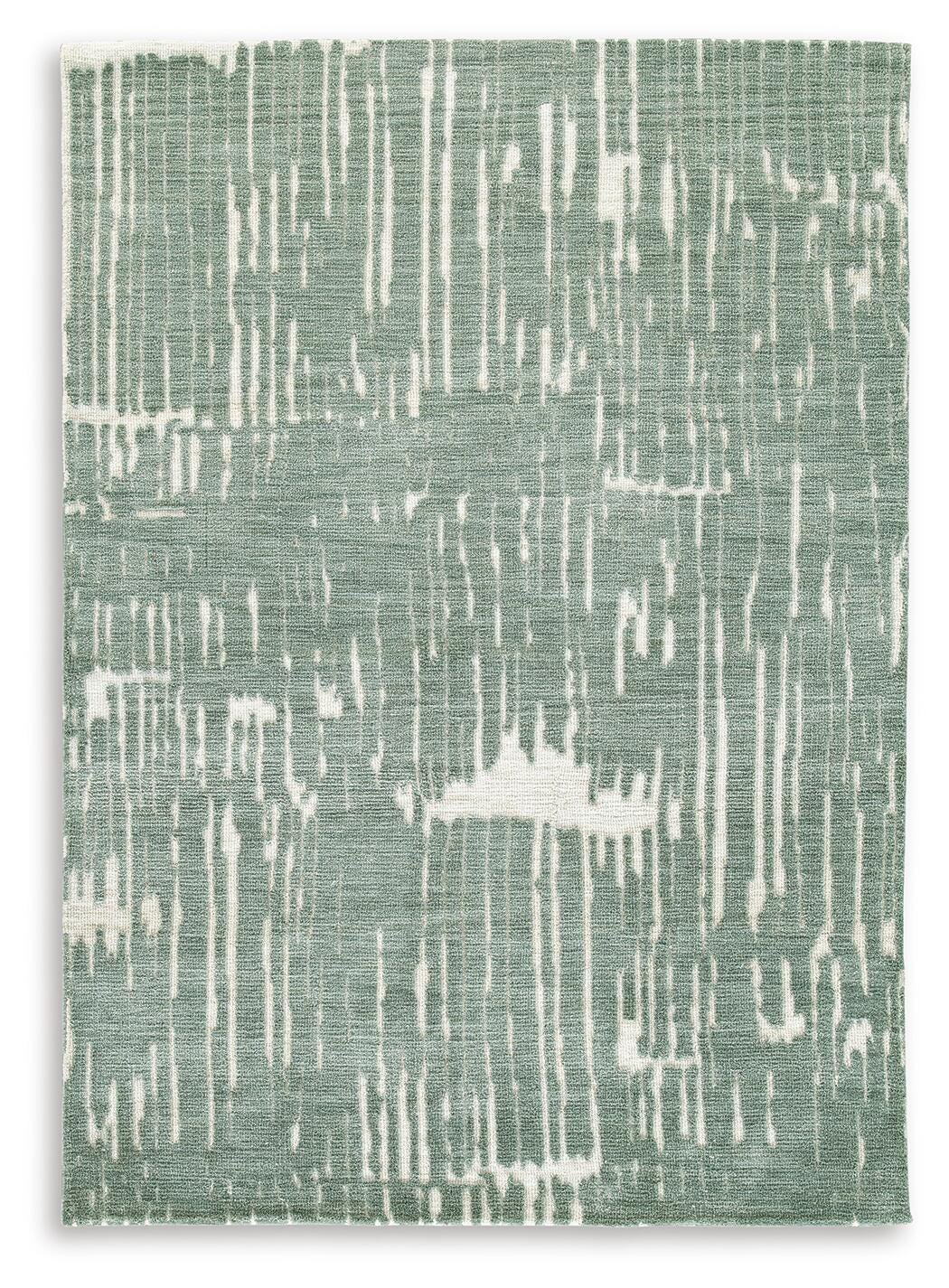 Teal/White 60.5" x 83.25", complete rug design; representative size