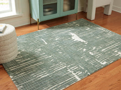Teal/White 60.5" x 83.25", room view; furniture excluded - 6