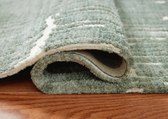 Teal/White 60.5" x 83.25", rolled rug backing detail - 8