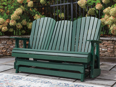 Green, glider loveseat in outdoor setting - 2