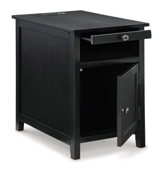 Black Storage Chairside End Table with Charging, product view 2 - 8
