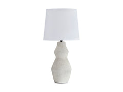 Cream table lamp, full product view - 1
