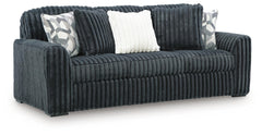 Gunmetal, complete corduroy sofa, angled view - 5