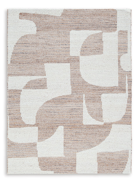 Beige and Brown Abstract Shapes Handwoven Rug