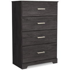 Charcoal, complete four-drawer chest, angled view - 1