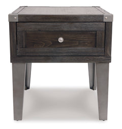 Dark Gray drawer end table with outlets and USB charging, product view 2 - 2
