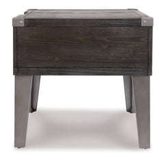 Dark Gray drawer end table with outlets and USB charging, product view 3 - 3