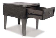 Dark Gray drawer end table with outlets and USB charging, product view 4 - 4