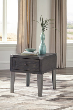 Dark Gray drawer end table with outlets and USB charging, product view 5 - 5