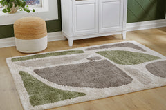 Green/Gray/Ivory 5' x 7', room view; furniture excluded - 6