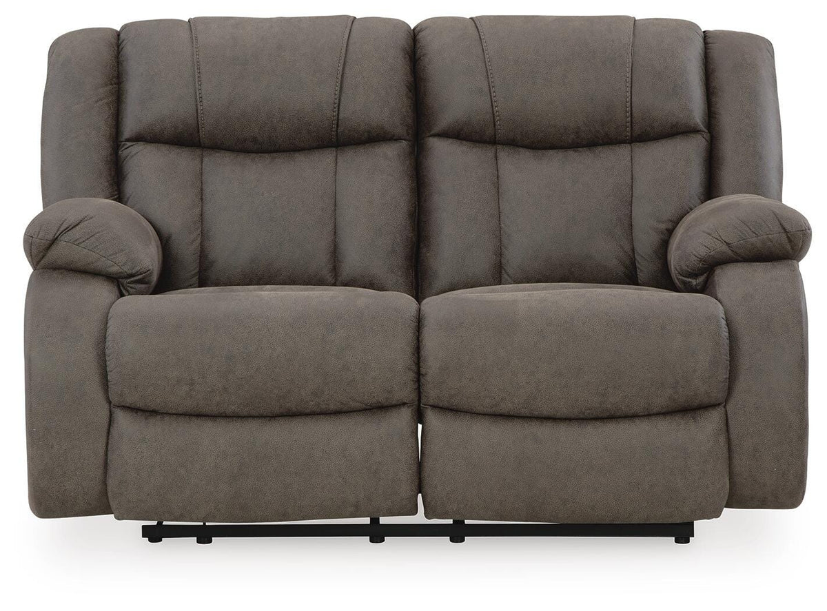 Gunmetal, complete manual reclining loveseat, front view