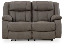 Gunmetal, complete manual reclining loveseat, front view - 1