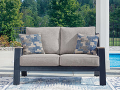 Navy Blue/Driftwood, loveseat in outdoor setting - 2