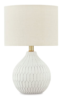 White table lamp, full product view - 1